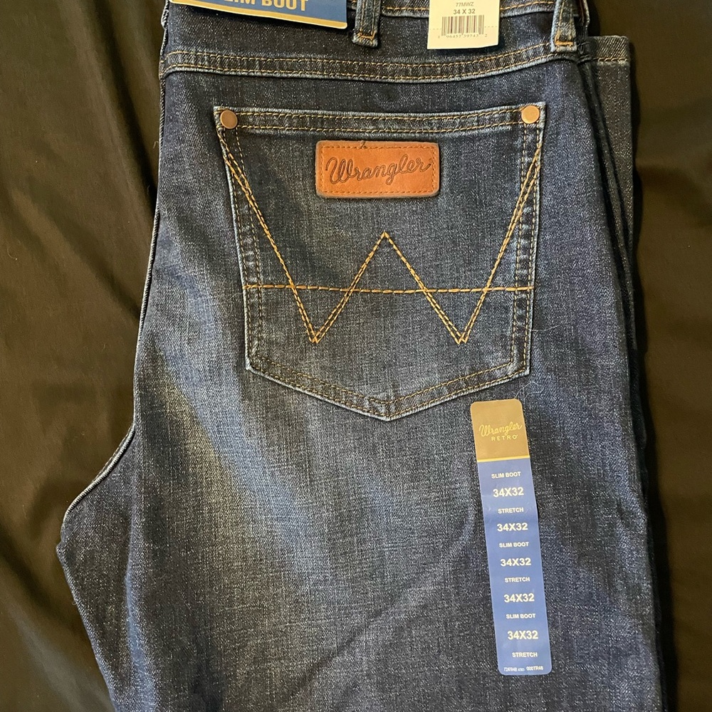 Wrangler Men's Dark Blue Slim Boot Jeans